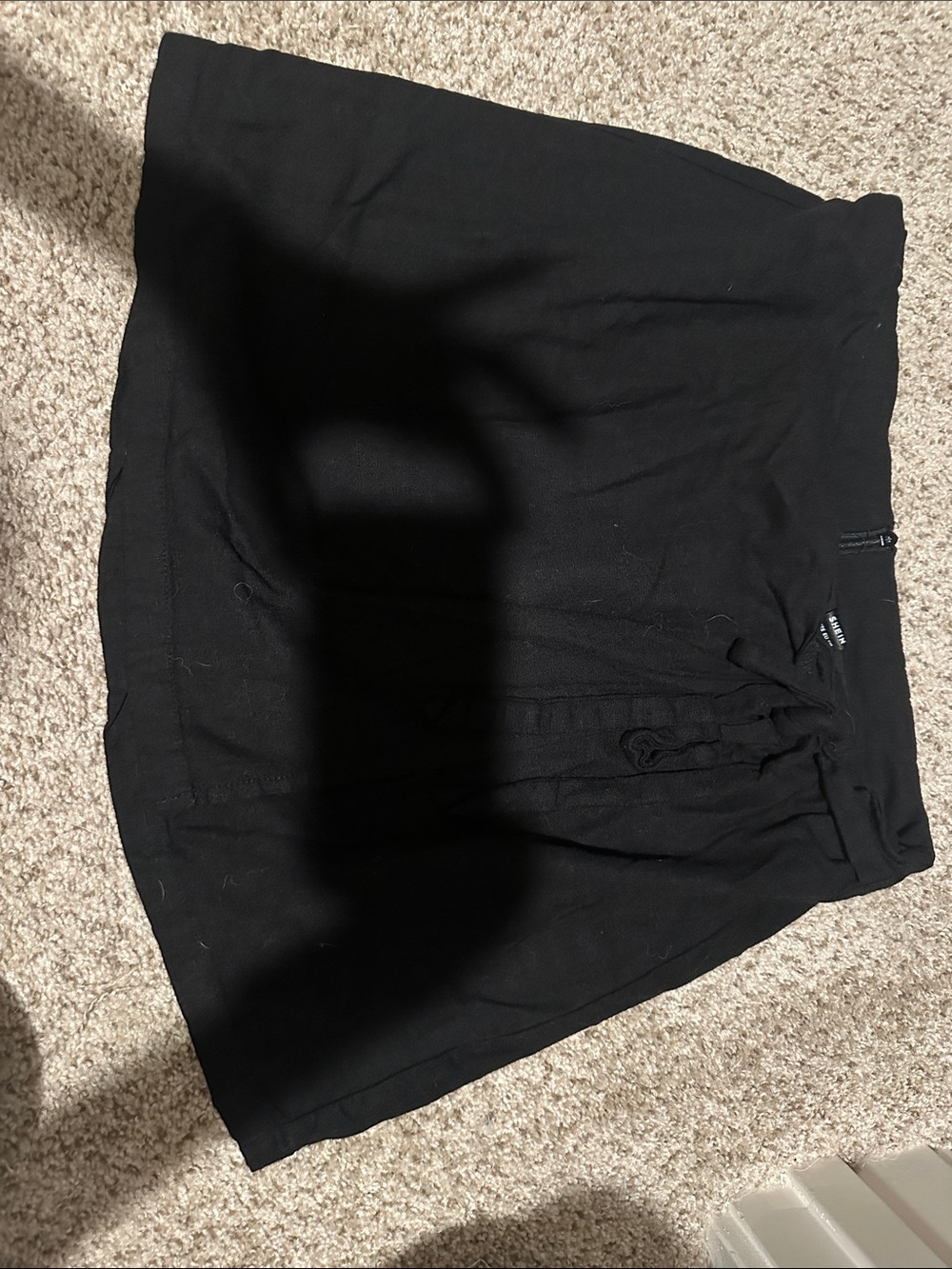 SHEIN Black A-Line Mini Skirt with Front Pleat Detail